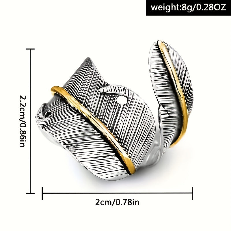 Vintage Style Feather Opening Band Finger Ring Party Commemorative Gift