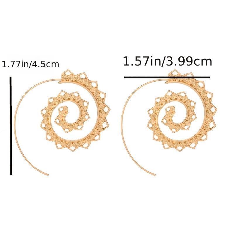 New Oval Spiral Earrings Exaggerated Swirl Gear Heart Shape Vintage Ear Jewelry