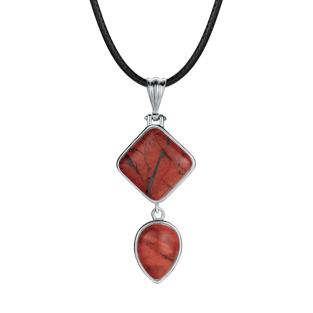 Natural Stone Pendant Charm, Mixed Style Drop Pendant Turquoise Agate Crystal Stone Necklace for Women Jewelry