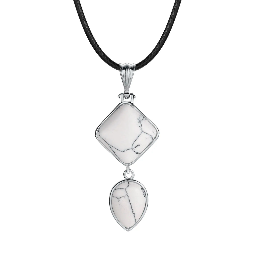 Natural Stone Pendant Charm, Mixed Style Drop Pendant Turquoise Agate Crystal Stone Necklace for Women Jewelry