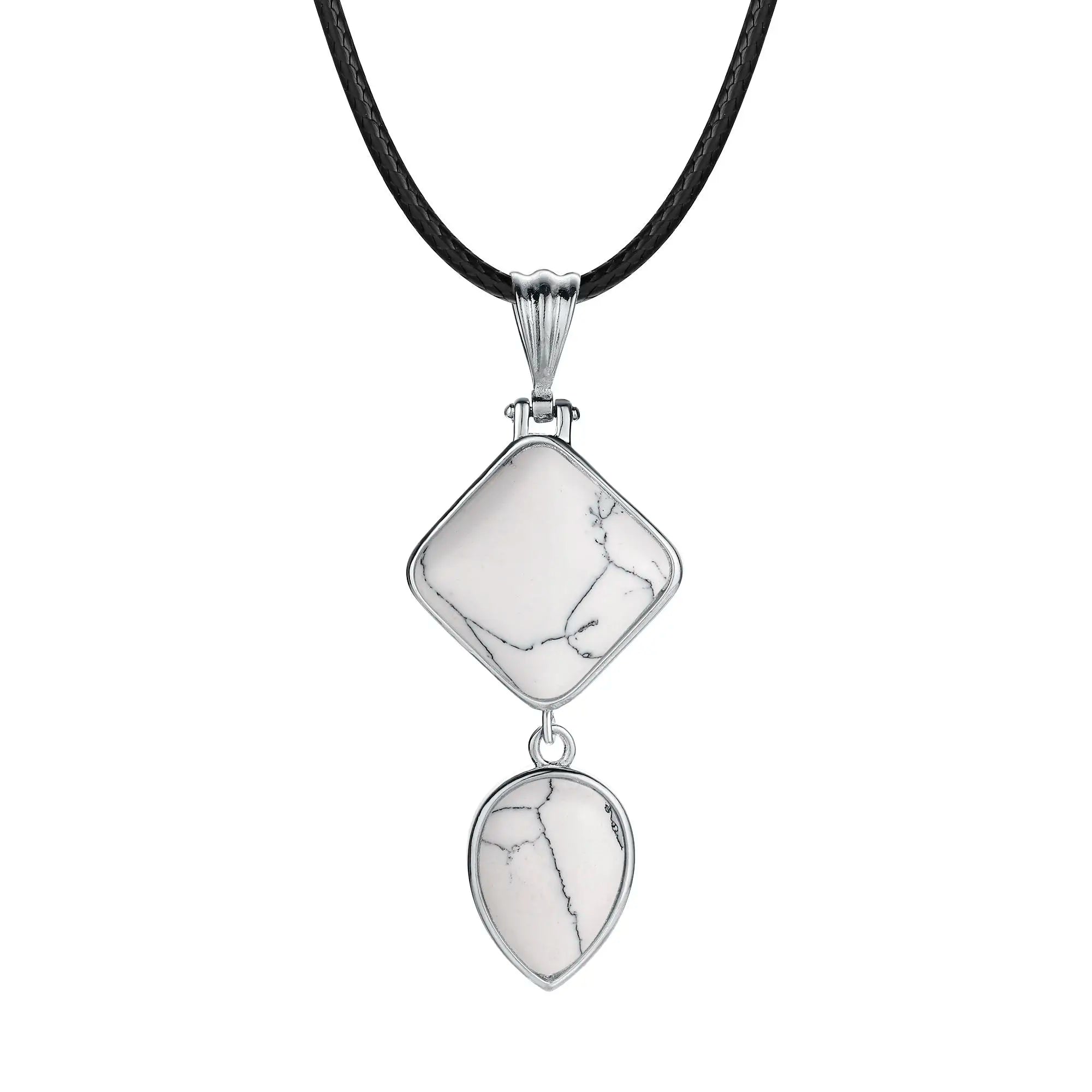 Natural Stone Pendant Charm, Mixed Style Drop Pendant Turquoise Agate Crystal Stone Necklace for Women Jewelry