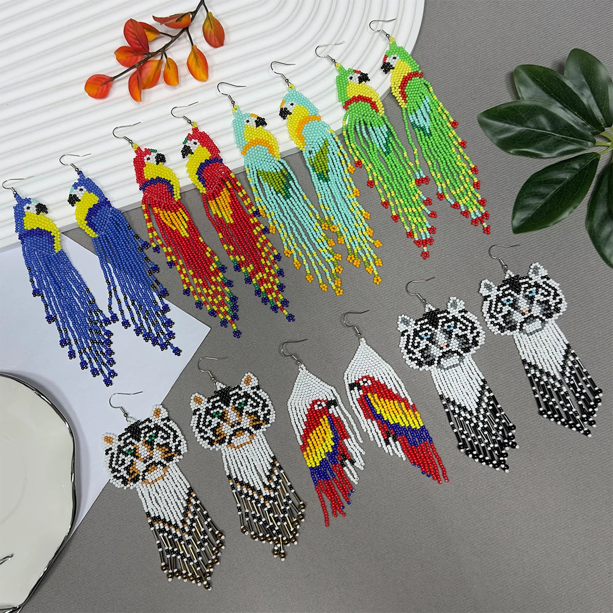 AHAYA Women's Bohemian Tassel Beaded Dangle Earrings Native Handmade Statement Big Fringe Gift for Stylish Boho