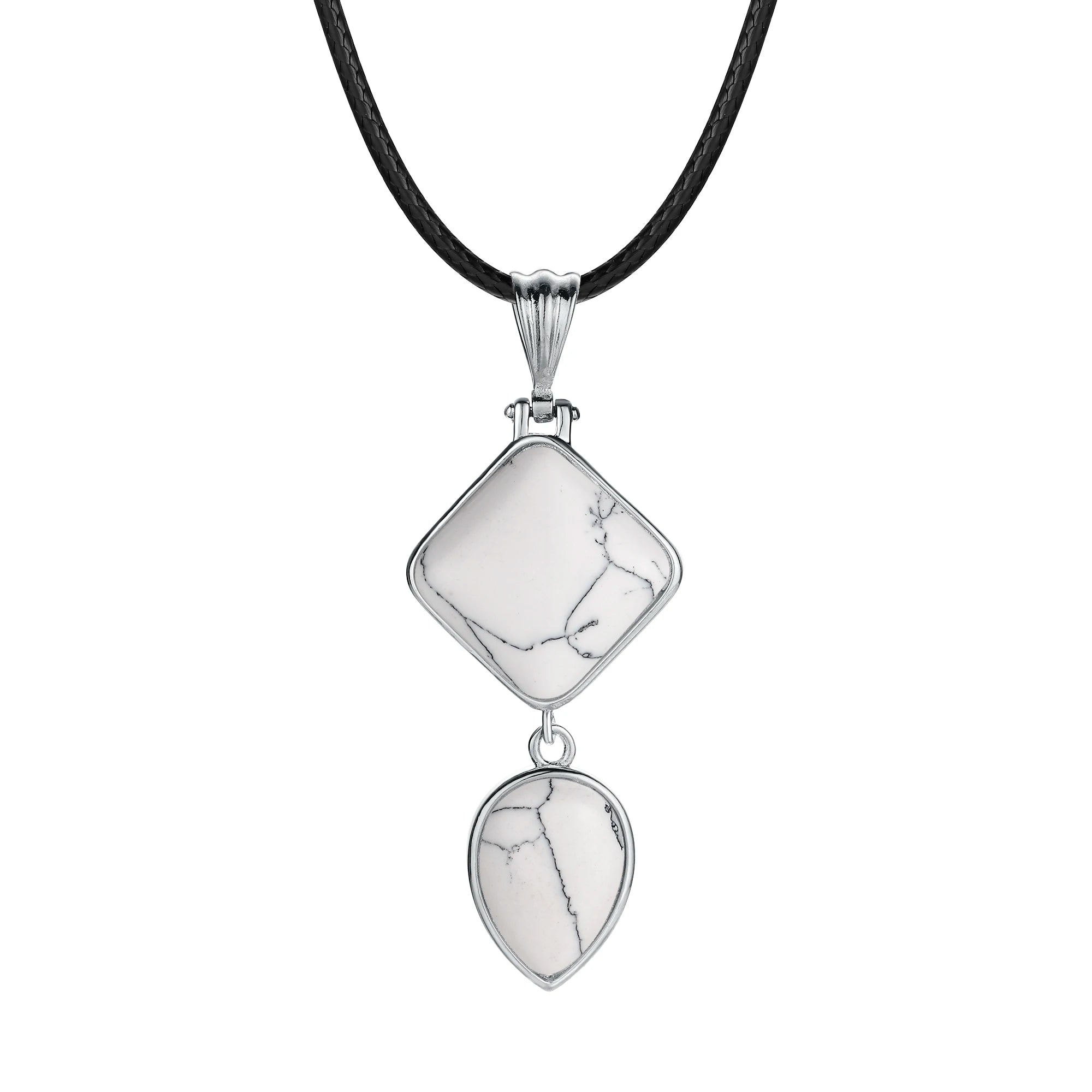 Natural Stone Pendant Charm, Mixed Style Drop Pendant Turquoise Agate Crystal Stone Necklace for Women Jewelry