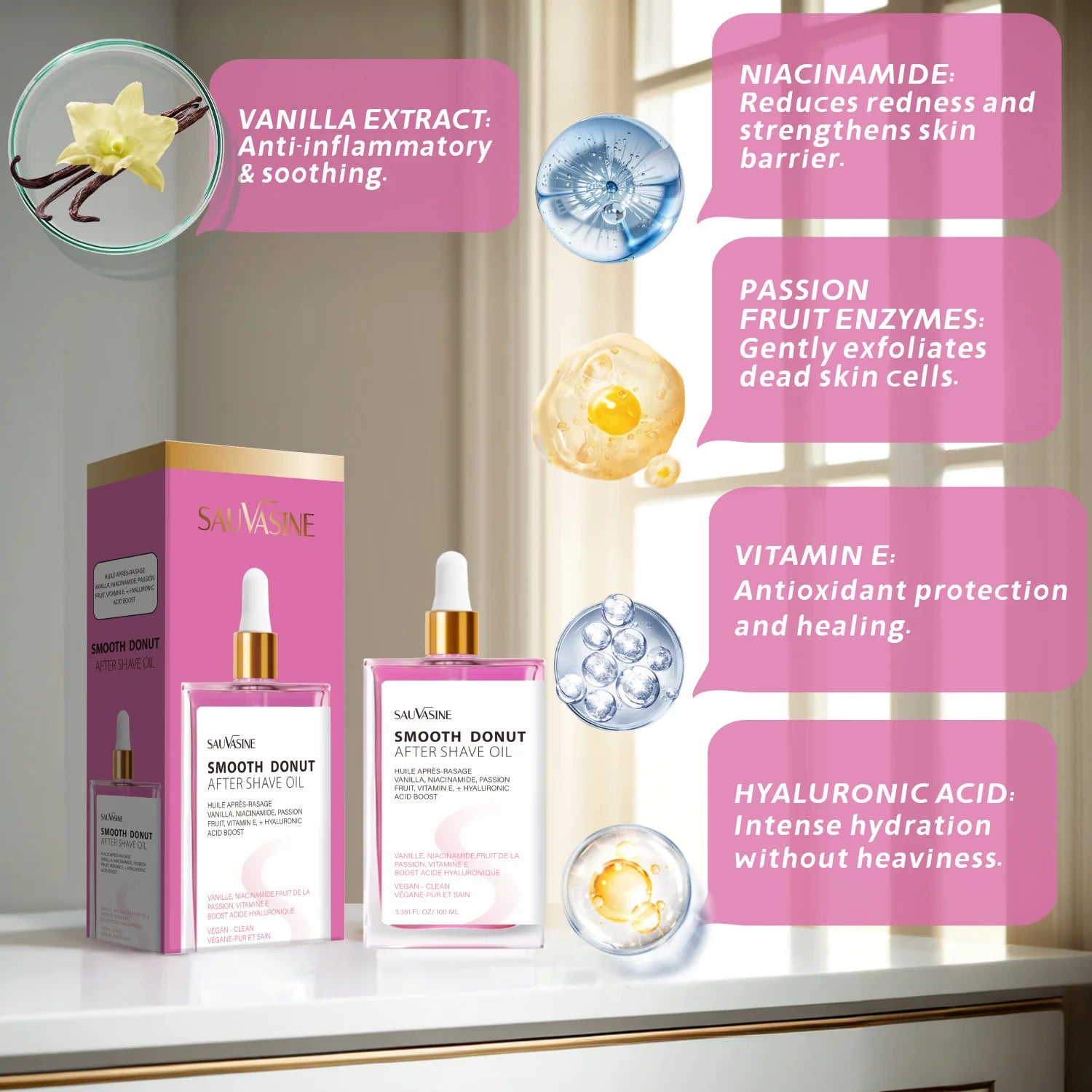 Niacinamide Vitamin E Moisturizing Smoothing After Shave Oil for Women