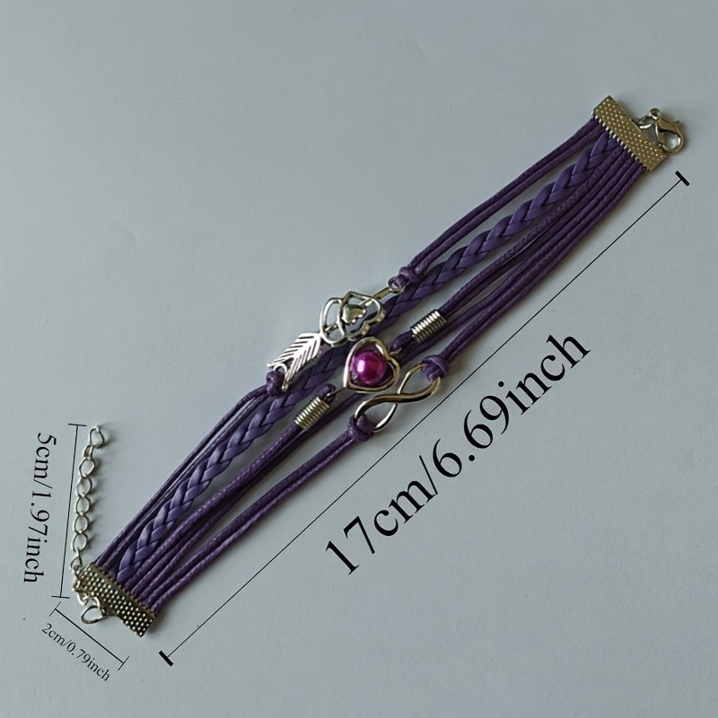 New Arrival Fashion Retro Cupid's Bow Love Heart Multicolor Rope Multi-Layer Bracelet