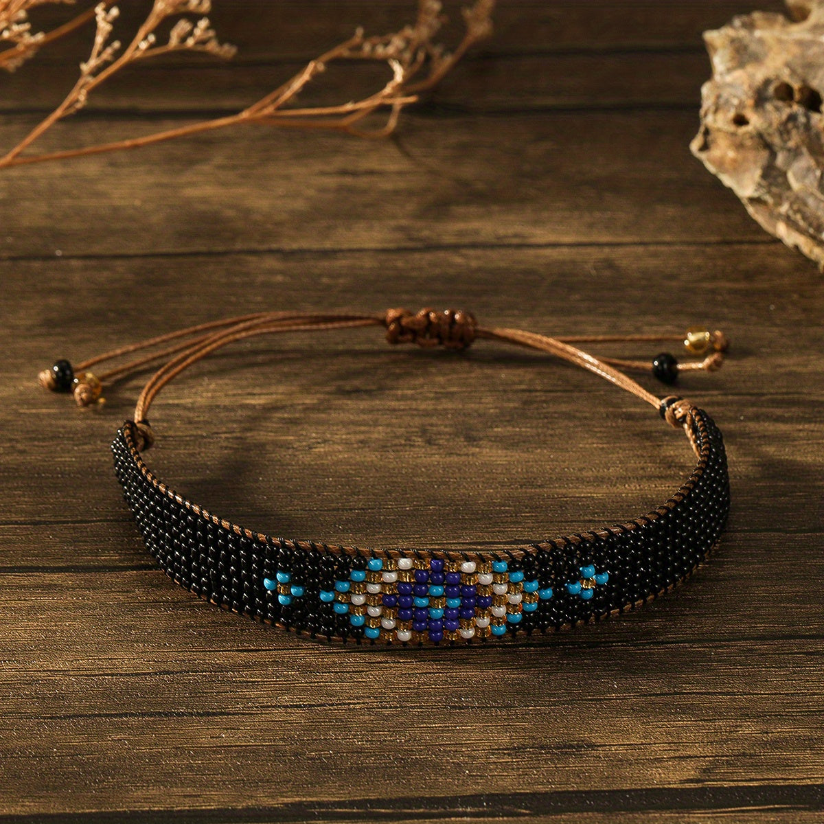 1pc Bohemian Handcrafted Beaded Vintage Style Glass Bracelet for Women, Daily and Vacation Wear, All-Season Accessory