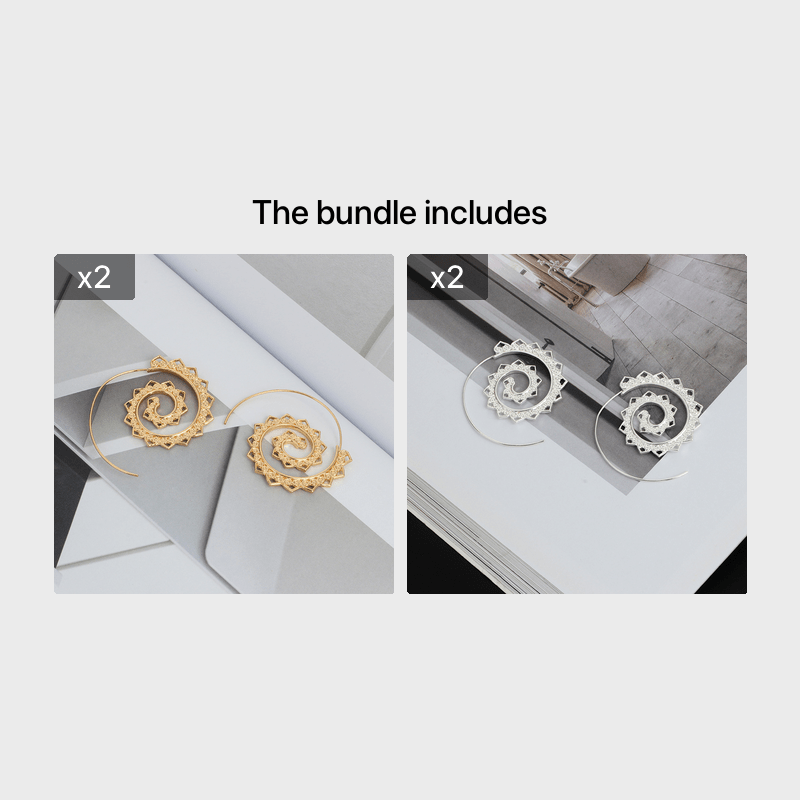 New Oval Spiral Earrings Exaggerated Swirl Gear Heart Shape Vintage Ear Jewelry