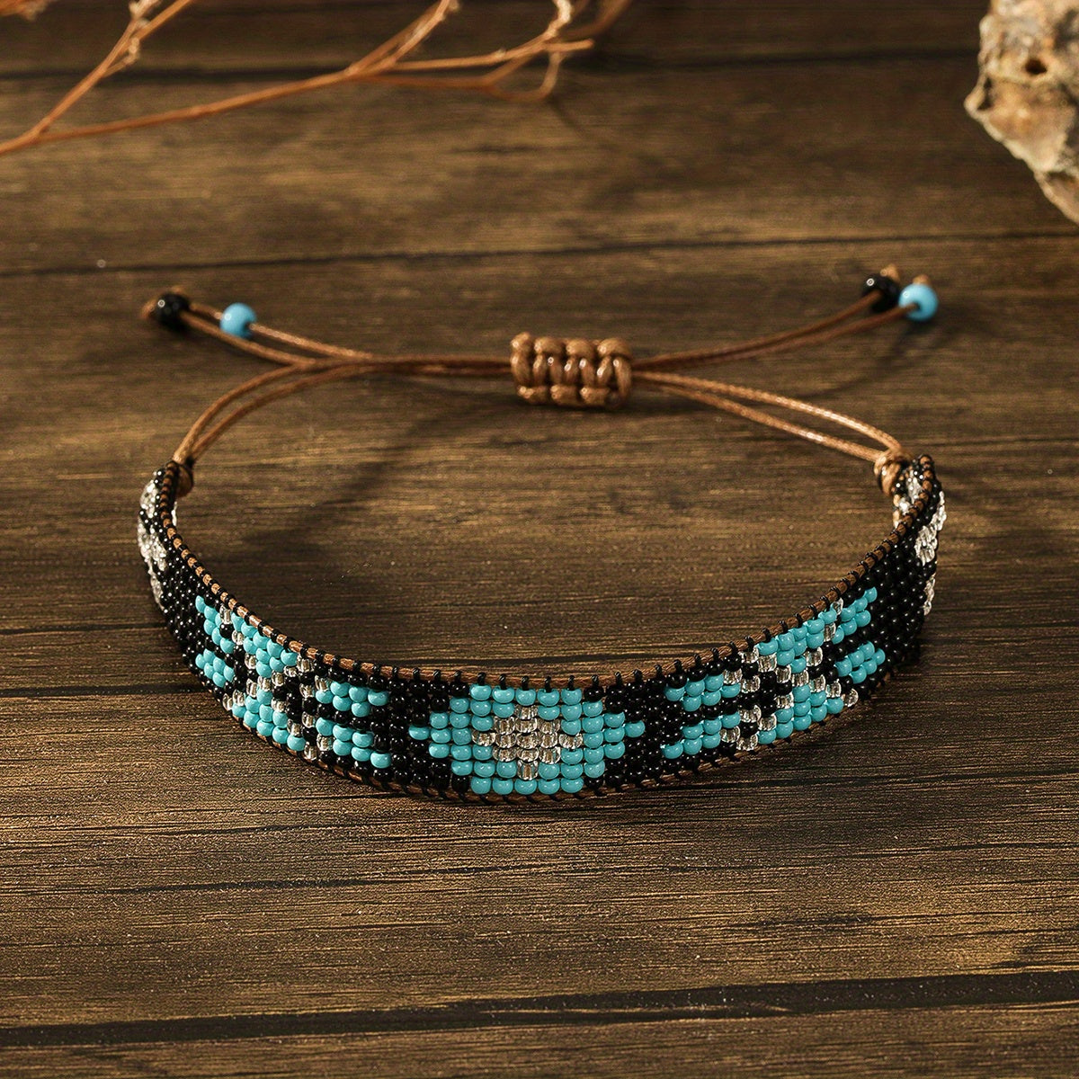 1pc Bohemian Handcrafted Beaded Vintage Style Glass Bracelet for Women, Daily and Vacation Wear, All-Season Accessory